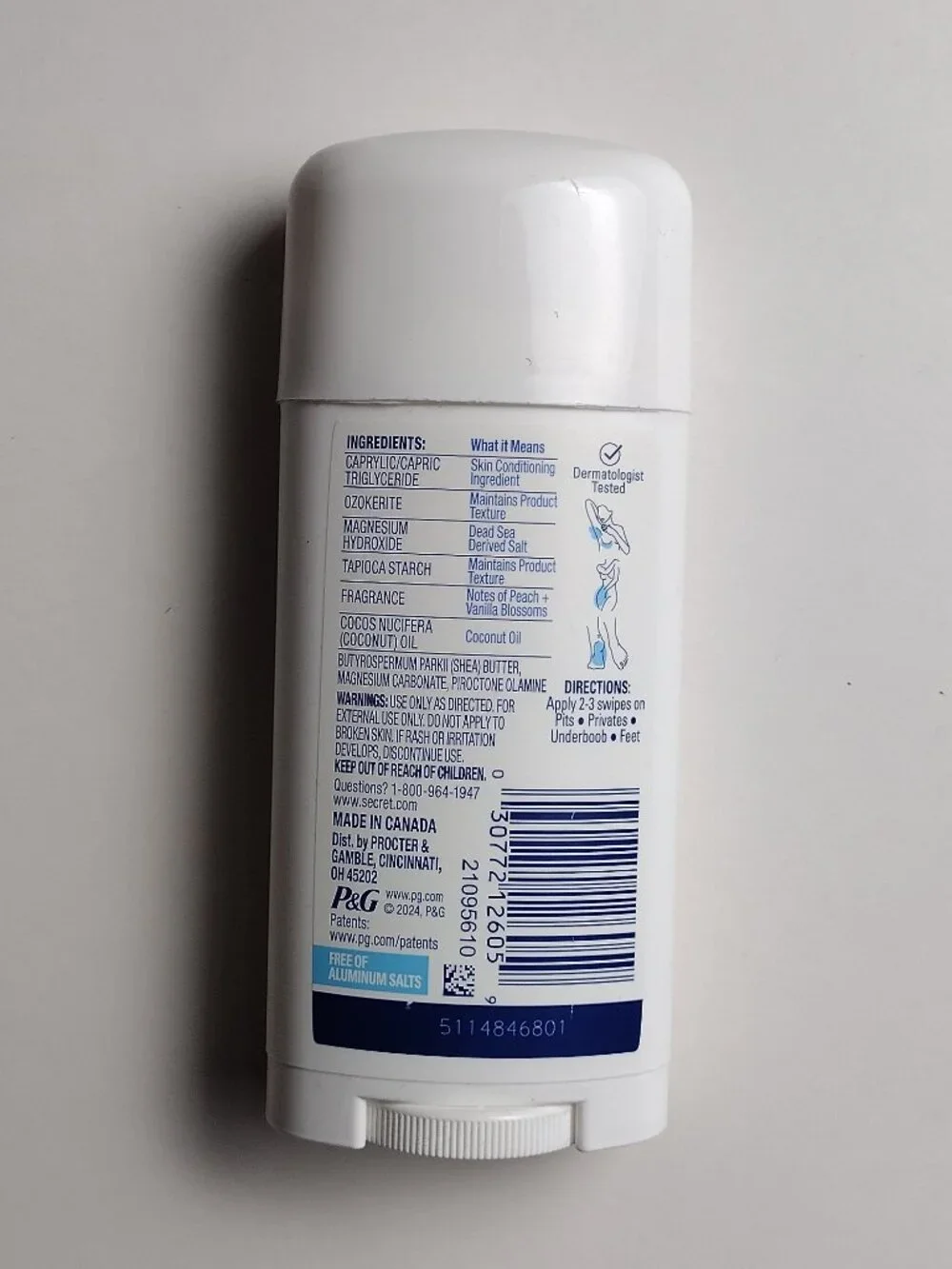 Secret Whole Body Deodorant 2 Pack Lot Peach & Vanilla Blossom Dry Solid + Cream